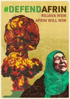 Posters and banners in solidarity with the Afrin resistance