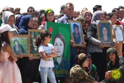Commemoration in Qerecox marking one year since Turkey bombed the YPG press centre