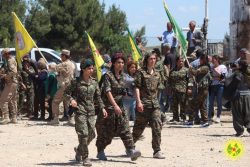 Commemoration in Qerecox marking one year since Turkey bombed the YPG press centre